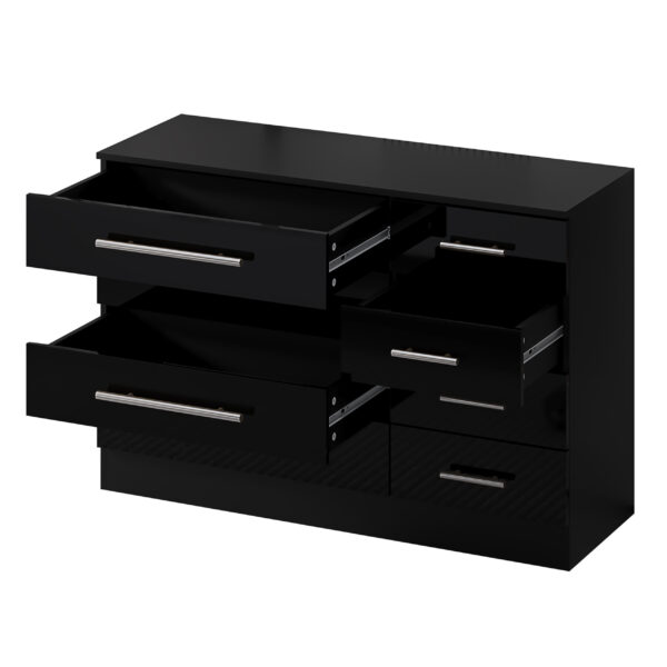 High Gloss Black 8 Drawer Sideboard / Cupboard / Buffet Solo / Chest of Drawers - Image 6