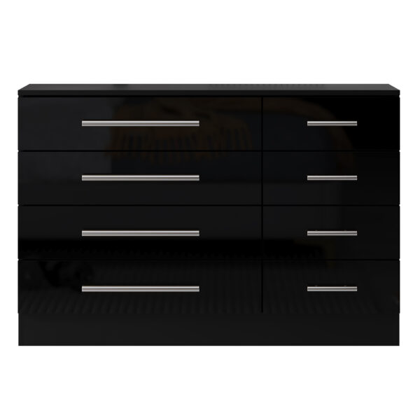 High Gloss Black 8 Drawer Sideboard / Cupboard / Buffet Solo / Chest of Drawers - Image 5