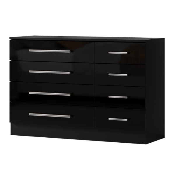 High Gloss Black 8 Drawer Sideboard / Cupboard / Buffet Solo / Chest of Drawers - Image 4