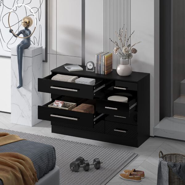 High Gloss Black 8 Drawer Sideboard / Cupboard / Buffet Solo / Chest of Drawers - Image 3