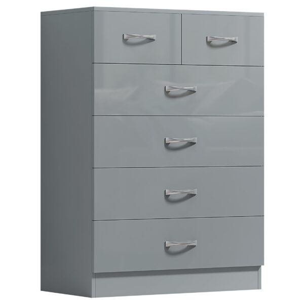 High Gloss Grey 6 Drawer Sideboard / Cupboard / Buffet / Chest