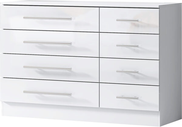 High Gloss White 8 Drawer Sideboard / Cupboard / Buffet Solo / Chest of Drawers - Image 4