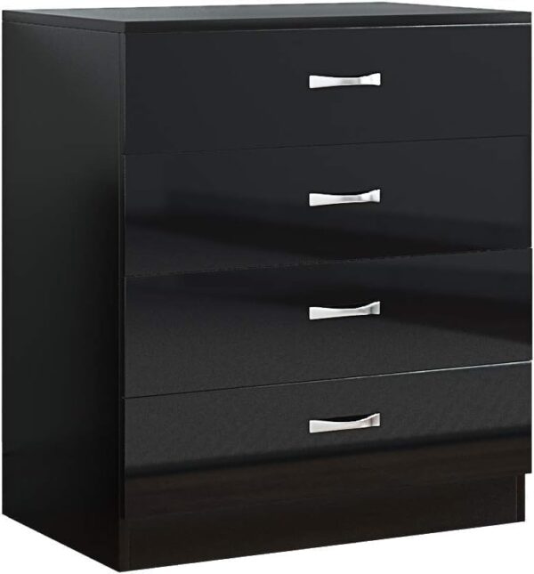 Mirrored Black HIGH GLOSS Bedroom Furniture Set - 2 door Wardrobe Chest Bedside - Image 5