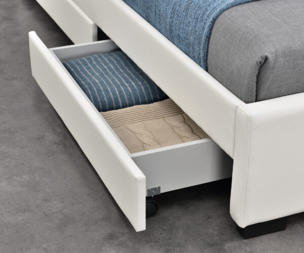 Exclusive Harmin Designer Music Bed, Bluetooth, Speakers, LED Colour Changing Faux Leather Bed Frame with Remote for LEDs (White, Single 3ft) - Image 5