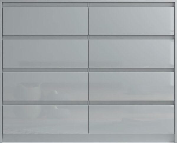 Grey 8 Drawer High Gloss Chest / Sideboard / Cabinet Handleless Sleek Design - Image 7
