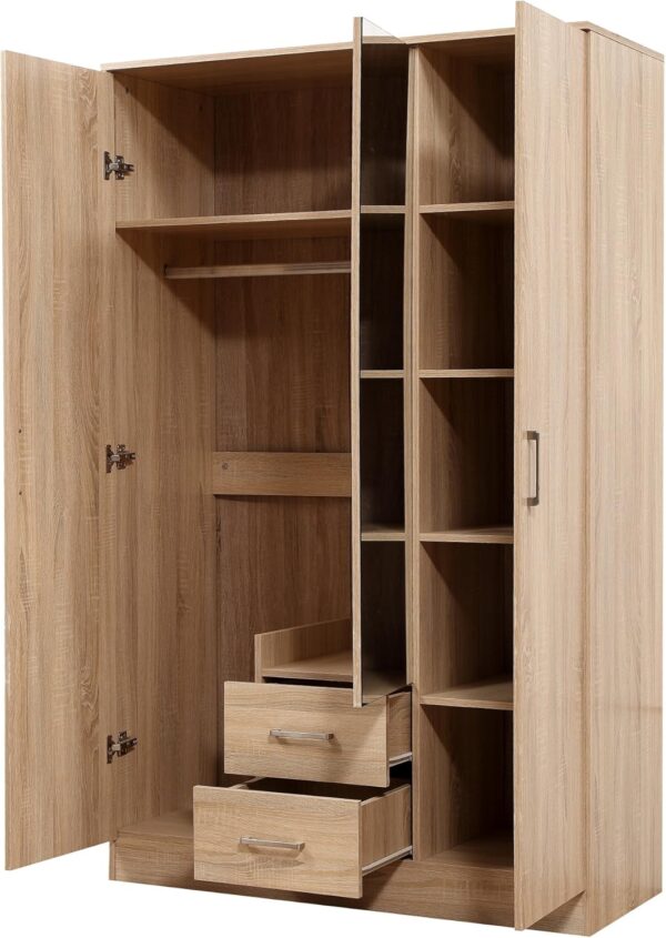 SONOMA OAK MIRRORED BEDROOM FURNITURE SET - SOFT CLOSE WARDROBE, CHEST & BEDSIDE - Image 9