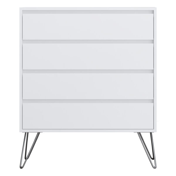 White Bedroom furniture Set with Metal legs - Wardrobe, Chest & Bedside - Image 16