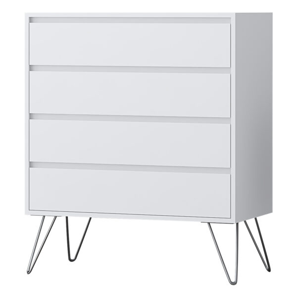 White Bedroom furniture Set with Metal legs - Wardrobe, Chest & Bedside - Image 14