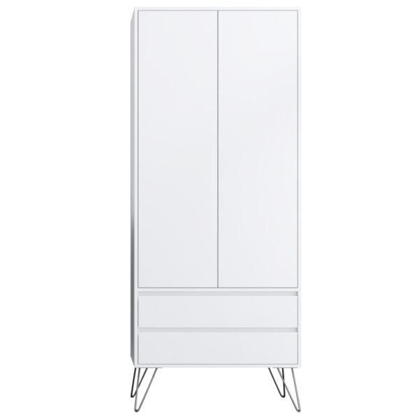 White Bedroom furniture Set with Metal legs - Wardrobe, Chest & Bedside - Image 10