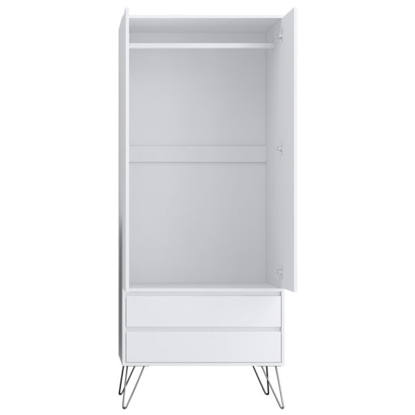 White Bedroom furniture Set with Metal legs - Wardrobe, Chest & Bedside - Image 9