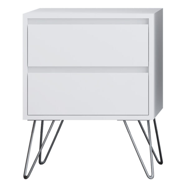 White Bedroom furniture Set with Metal legs - Wardrobe, Chest & Bedside - Image 19