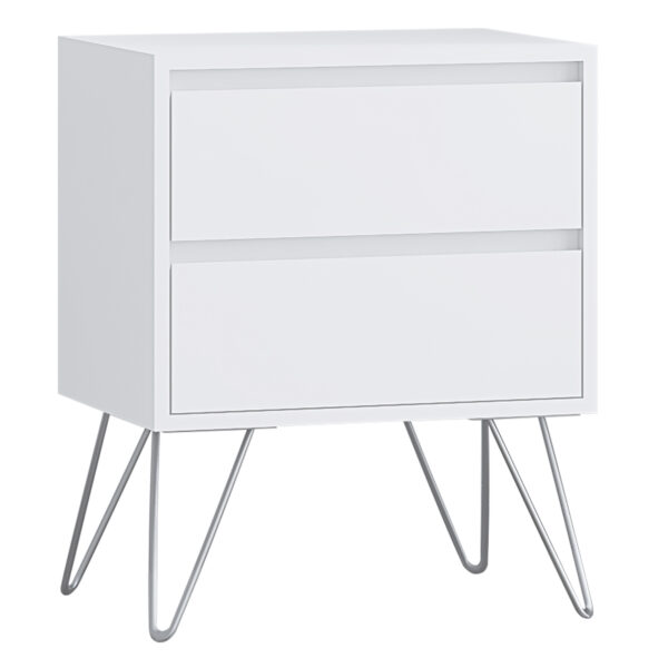 White Bedroom furniture Set with Metal legs - Wardrobe, Chest & Bedside - Image 20