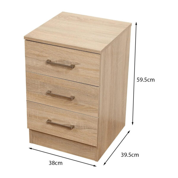 Sonoma Oak Bedroom 3 Drawer Bedside Cabinet With Premium Handles - Image 2