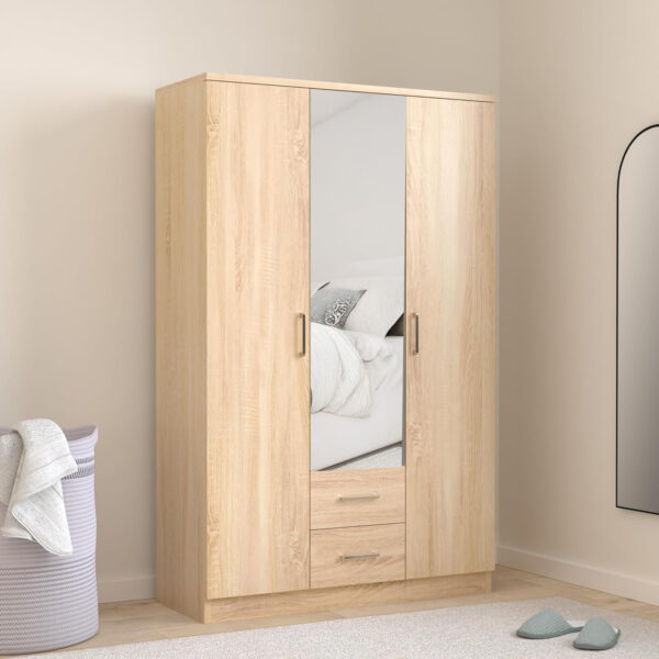 SONOMA OAK MIRRORED BEDROOM FURNITURE SET - SOFT CLOSE WARDROBE, CHEST & BEDSIDE - Image 7