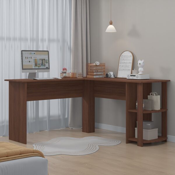 Walnut Corner Computer Desk - Perfect for Home Office