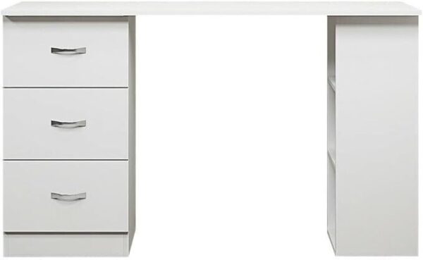 White 120cm Computer Desk Modern Study Writing Table PC Workstation 3 Shelf 3 Drawers - Image 4