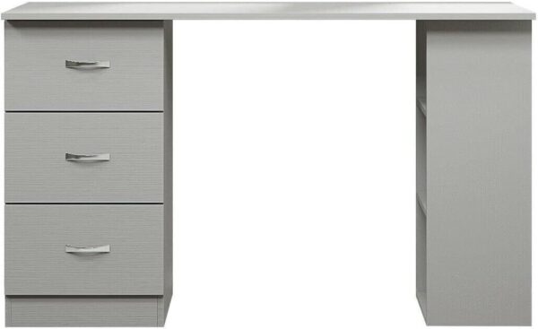 Grey 120cm Computer Desk Modern Study Writing Table PC Workstation 3 Shelf 3 Drawers - Image 4