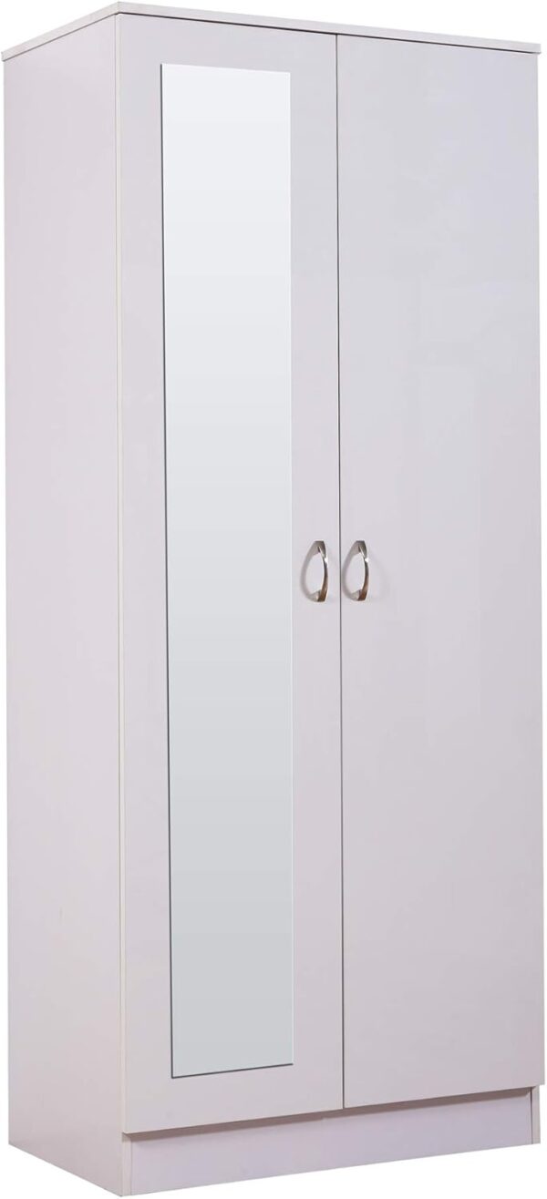 Mirrorred 2 Door Soft close wardrobe - White on White - Image 2