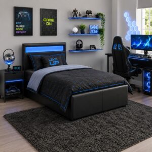 Black Harmin Led Ottoman Gaming bed single