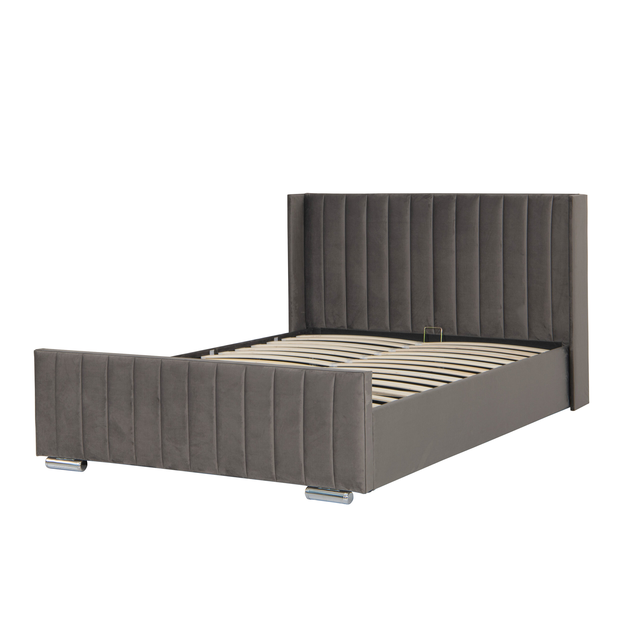 Luxury 4ft6 Double sized Steel Plush Velvet Ottoman Winged bed - Image 6
