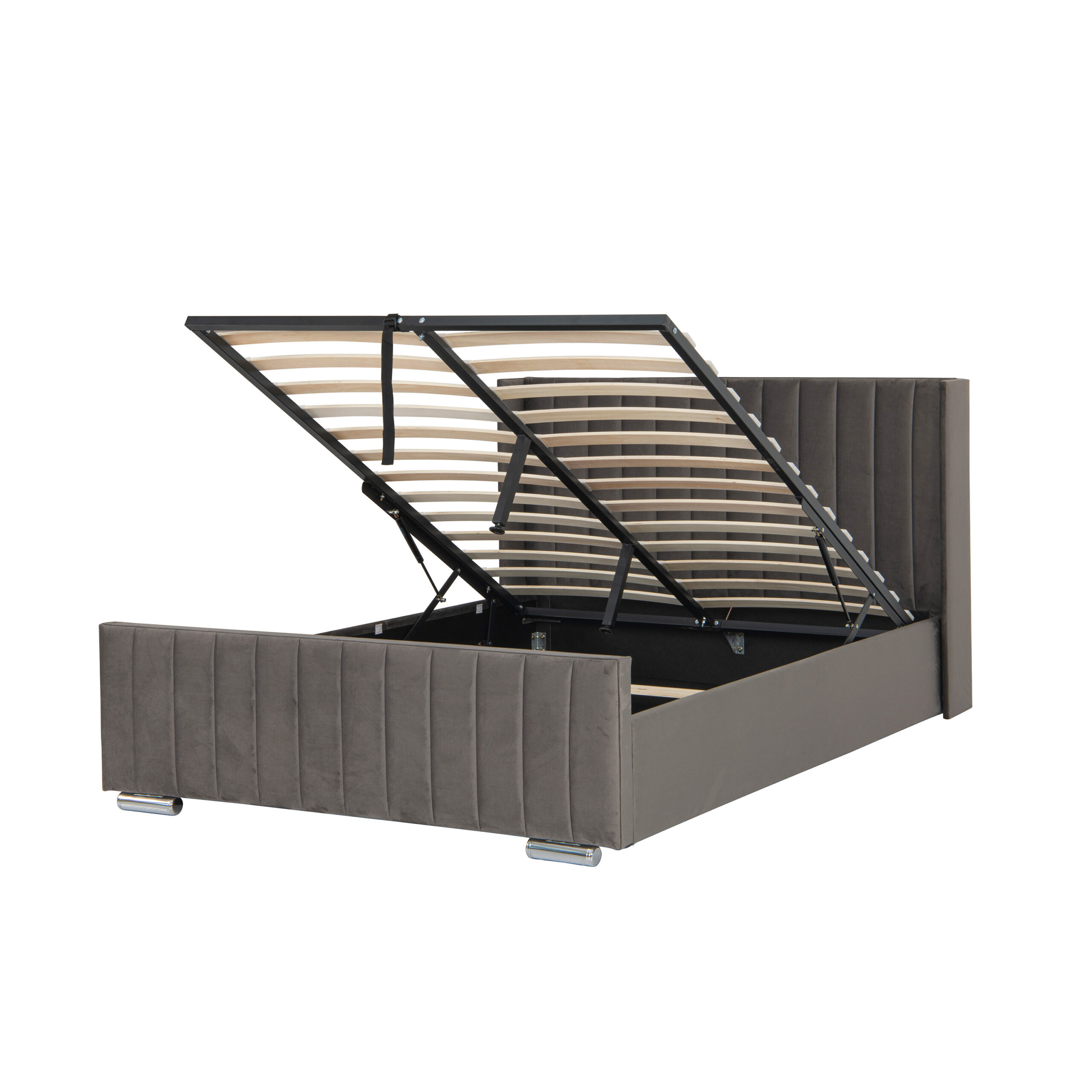 Luxury 4ft6 Double sized Steel Plush Velvet Ottoman Winged bed - Image 7