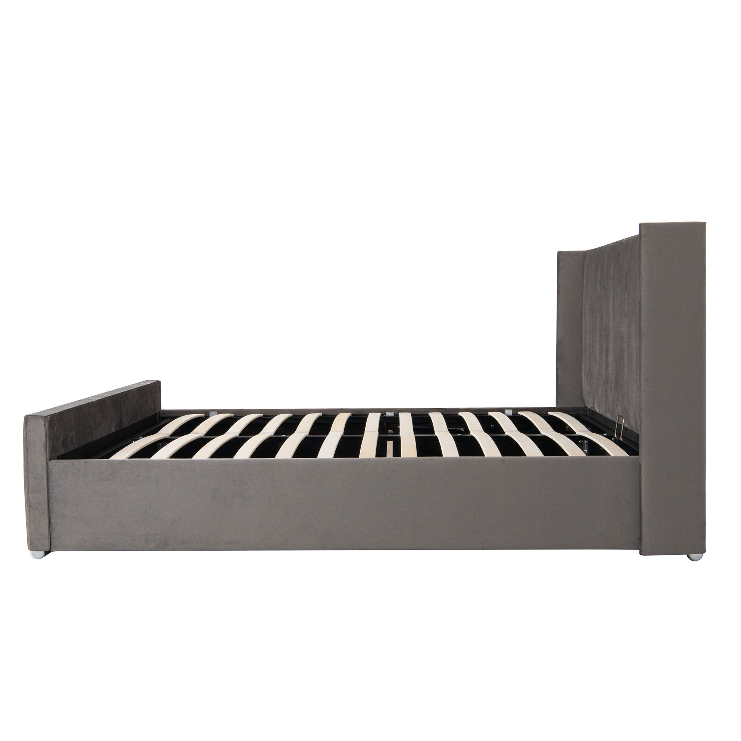 Luxury 4ft6 Double sized Steel Plush Velvet Ottoman Winged bed - Image 11