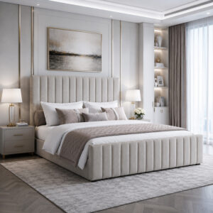 Luxury Double 4ft6 Ottoman Storage Fabric Pebble Grey Bed Frame